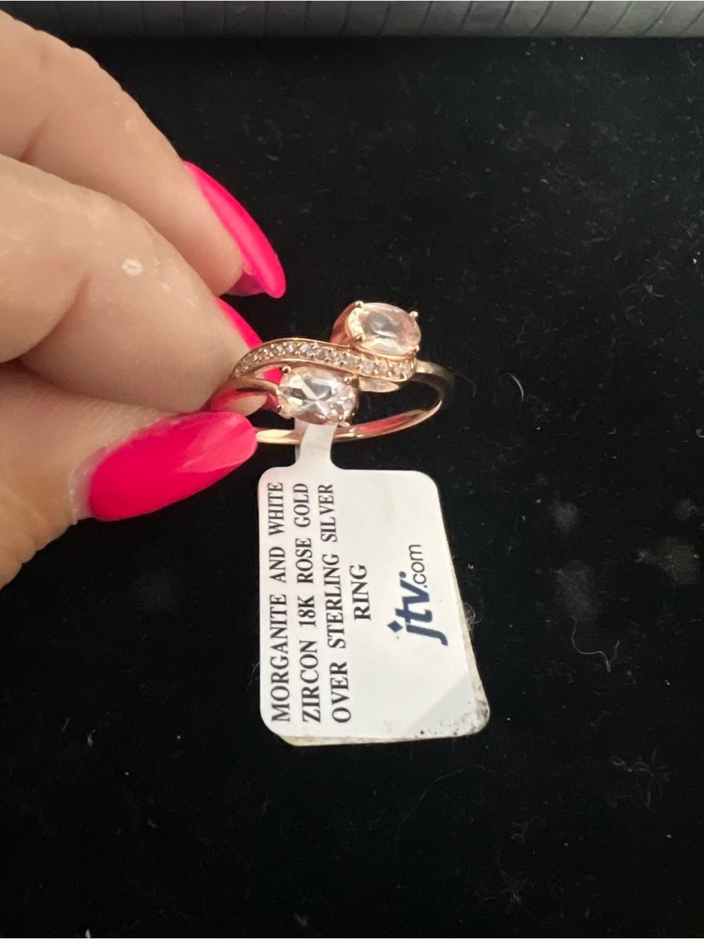 925 STERLING SILVER / ROSE GOLD MORGANITE RING.  NWT